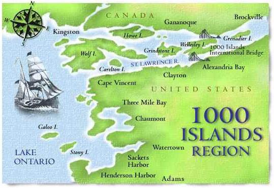 Map New York 1000 Islands Area