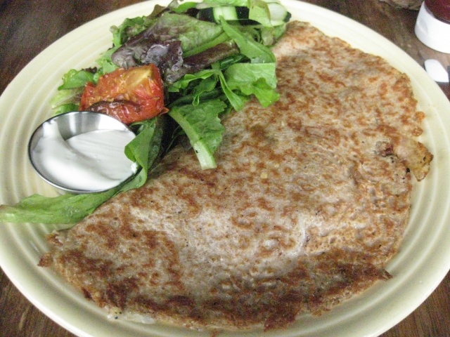 Local's Buckwheat Crepe with Spinach, Gruyere, and Bacon