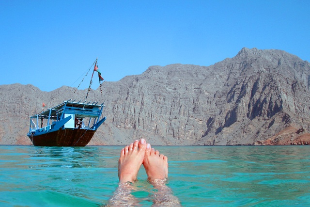 Floating in the beautiful waters of Musandam