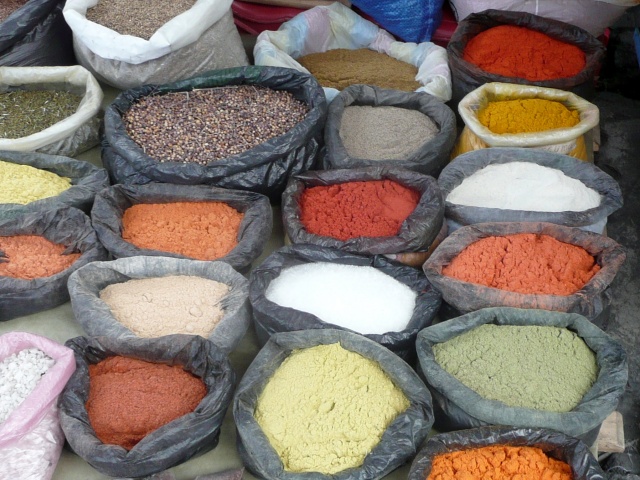 Spices for sale in Otavalo Marketplace