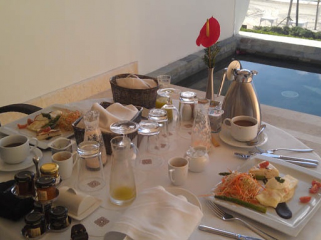 Breakfast set up on suite terrace