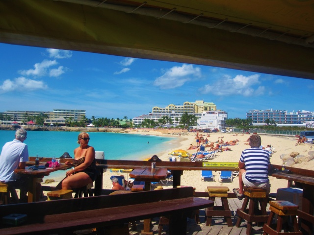 View of Maho Bay from Sunset Beach Bar.