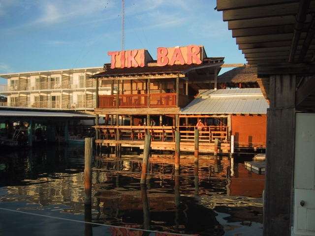 Tiki Bar from Marina at Sunset