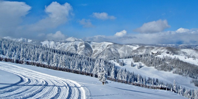 View of the slopes at Snowmass Mountain.