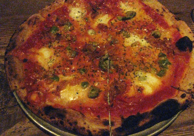 Gjelina's Guanciale, Green Olive, Fresno Chili, and Buffalo Mozzarella Pizza