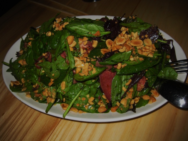 Má  Pêche's Tongue and Spinach Salad